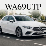 White Mercedes-Benz A-Class associated with WA69UTP UK vehicle registration