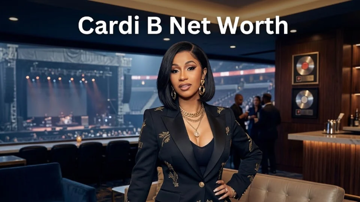 Cardi B at a professional entertainment event representing her music career, business ventures, and net worth.