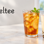 Glass of iced tea beside a bubble tea drink, illustrating the possible tea-related interpretation of Babeltee.
