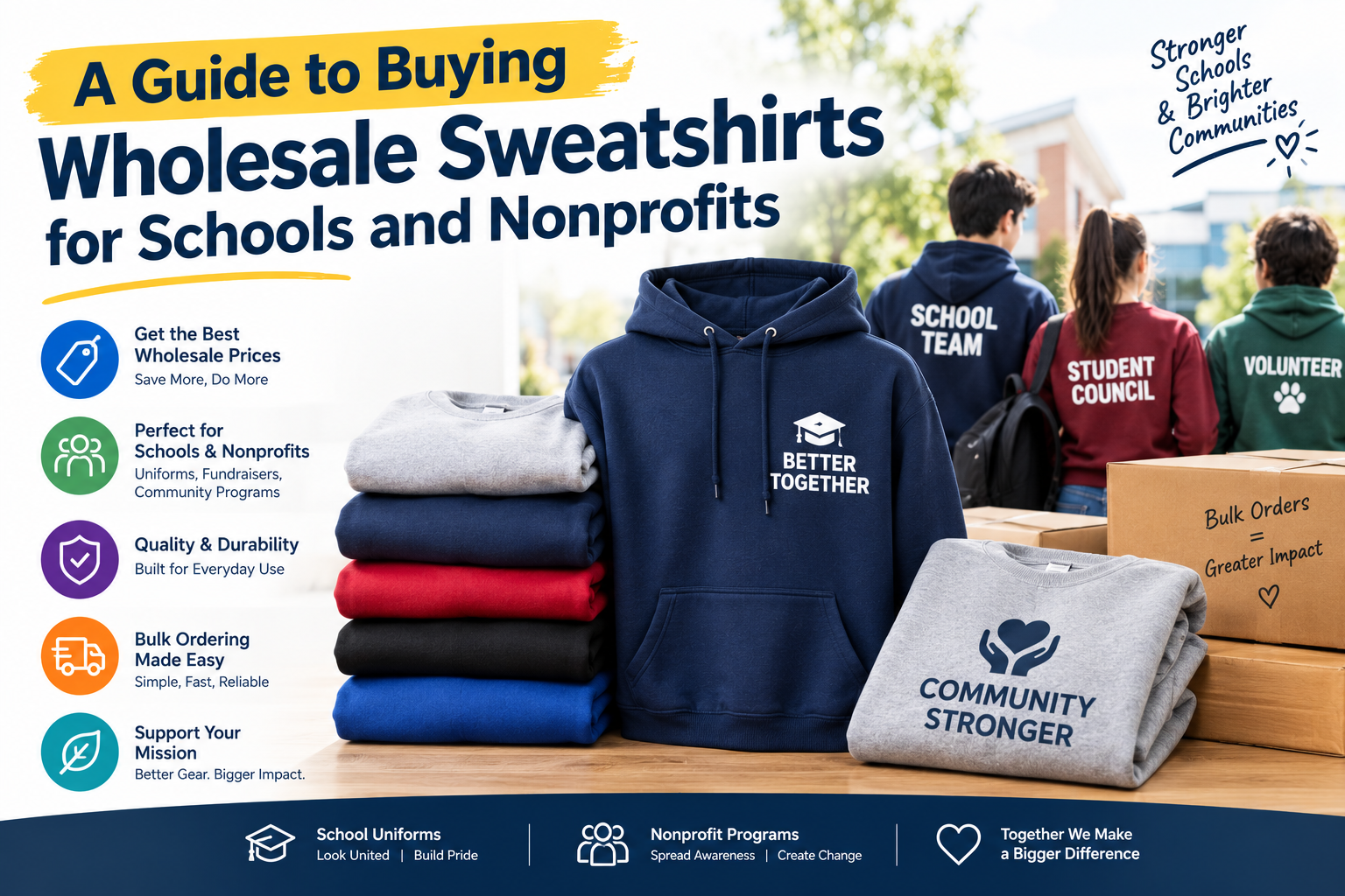 A Guide to Buying Wholesale Sweatshirts for Schools and Nonprofits